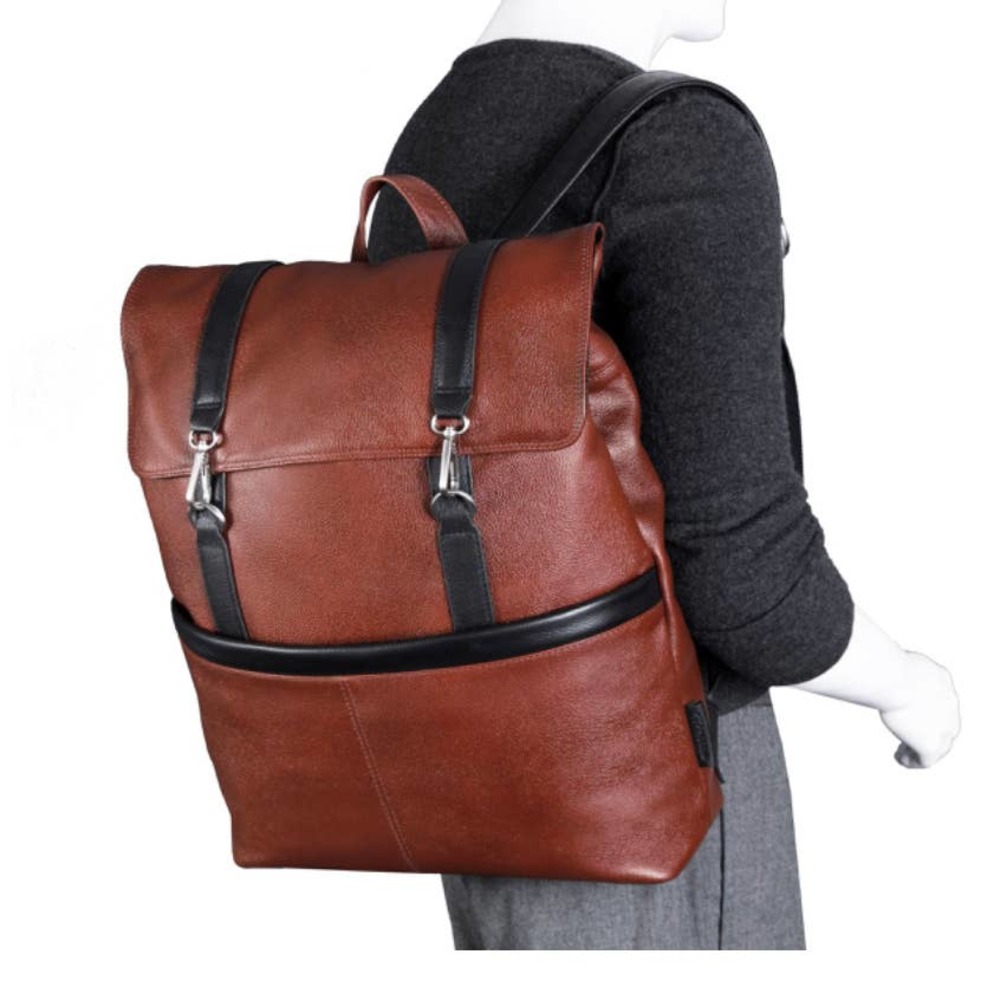 Mcklein Laptop Backpack 17” Leather Two-Tone Flap Over